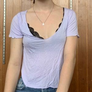 UO Deep V-Neck Lilac Tee